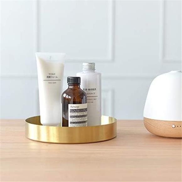 Round Gold Tray Stainless Steel Jewelry, Make up, Candle Plate Decorative Tray - Picture 4 of 8